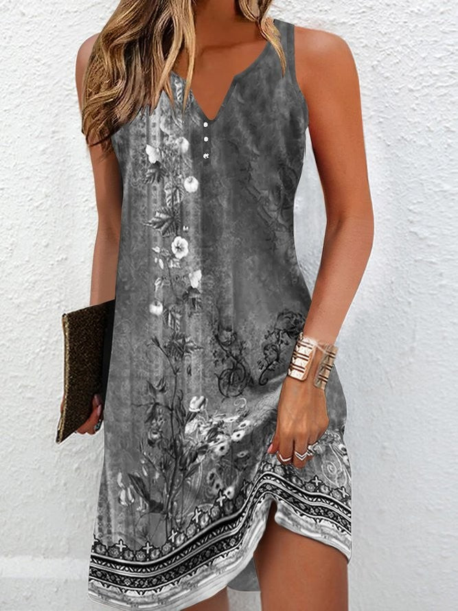 Women's Dresses Summer Fashion Stitching V Neck Loose Bohemian Vacation Woman B