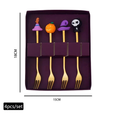 Conjunto de Talheres de Aço Inoxidável Halloween - Colher de Café Colher de Sobremesa Garfo de Fruta - Acessórios de Festa Temática