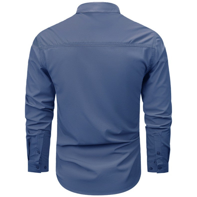 Spring Autumn Men Long Sleeved Shirt Men Tactical Work Shirts Tops Outdoor Multi-pocket Quick Drying Hiking Fishing Cargo Shirts
