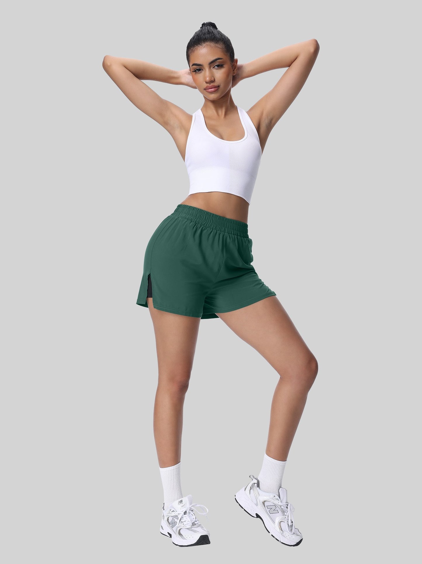 Women's Split Sports Shorts with Liner, Comfortable and Breathable, Suitable for Multiple Scenarios Like Running, Fitness, Yoga