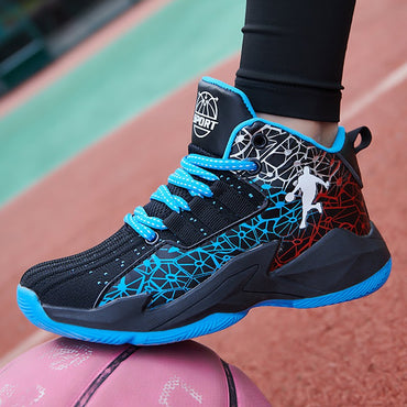 Children‘s Basketball Shoes Non-slip Breathable Basketball Training Sneakers Lace-up Boys Girls Basketball Boots Athletic Shoes