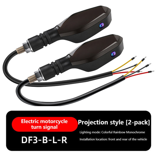 1Pair Motorcycle LED Underbody Turn Signal Light Colorful 12V Sequential Flowing Flash Indicator Lights Tail Lamp Projector Lamp