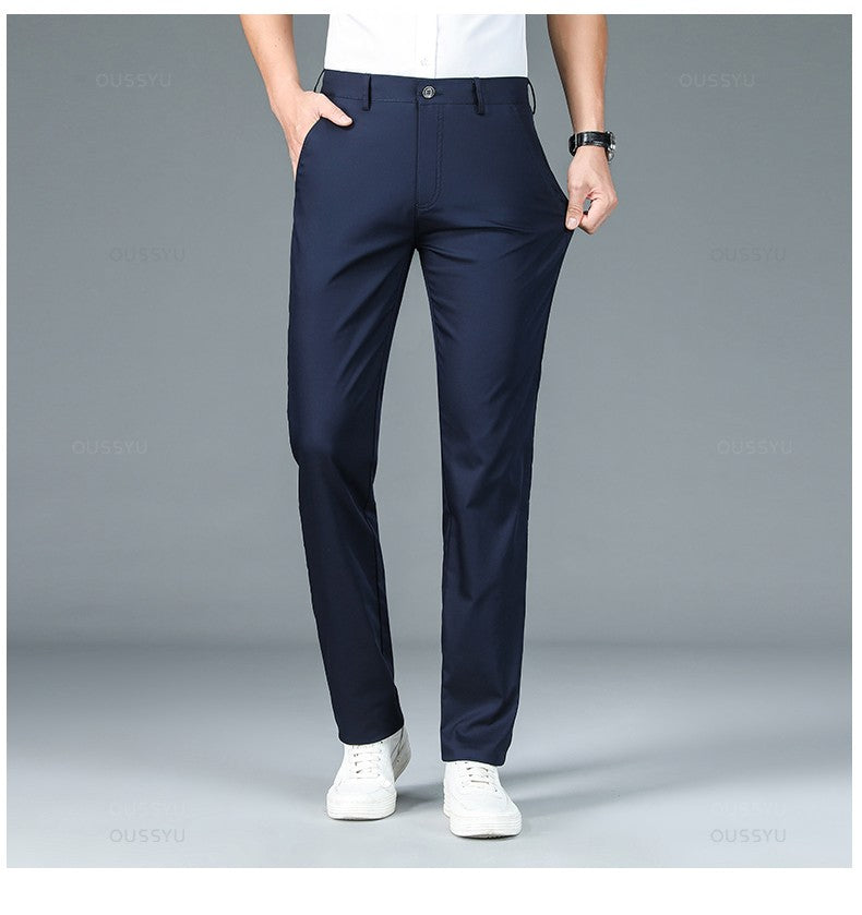 High Quality Luxury Straight Business Suit Pants Men Bamboo Fiber Designer Spring Summer Elegant Casual Long Formal Trouser Male