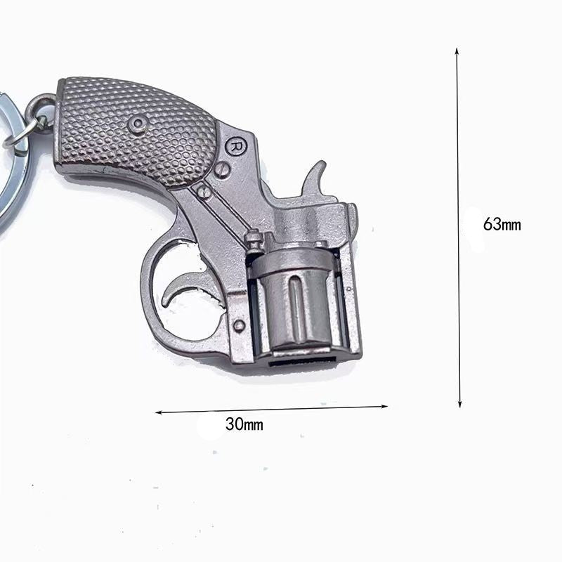 Pistola Revólver Modelo DIY Modificação de Chave Cabo Requer Polimento Manual Chaveiro Criativo Chave de Carro Cabeça de Moto