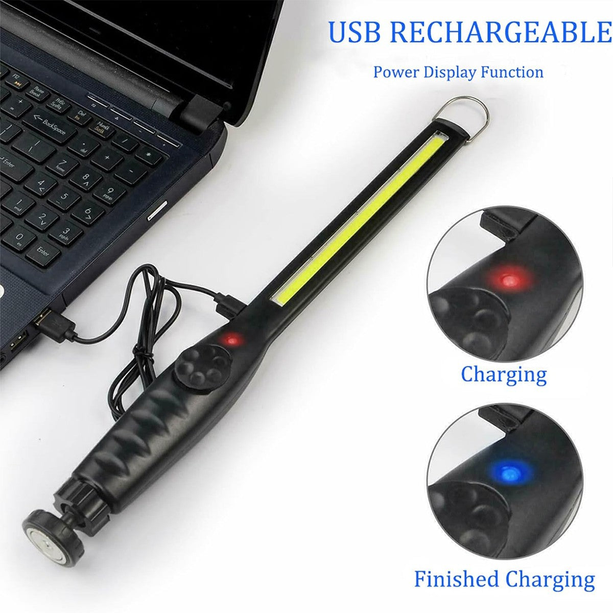 Led Waterproof Work Light Power Flashlight With Magnet Rechargeable Portable Camping 360°Rotation Base Bright Work Light Usb New