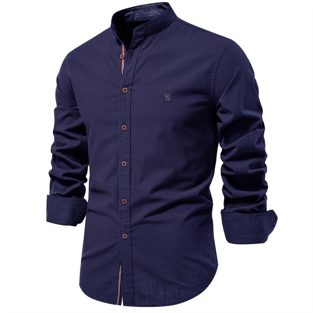 2025 New 100% Cotton Linen Shirt Men Embroidery Brand Shirts Tops High Quality Long Sleeve Button Down Casual Blouses