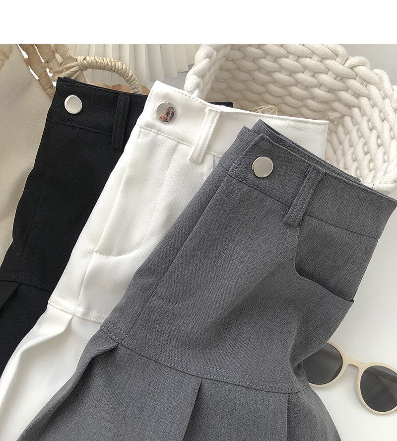 Y2K Vintage High Waist Pleated Skirt Women College Style Uniforms Safety Pants M