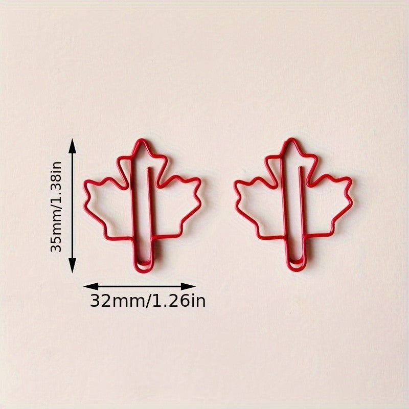 10/20/30pcs Red Maple Leaf Paper Clips - Durable Metal Autumn-Inspired Design for Office, School, Home Organization