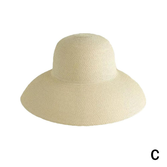 Women Panama Straw Hat Summer Sun Hats Solid Plain Elegant Wide Brim Hat Sunscreen Hepburn Style Beach Hat For Outdoor