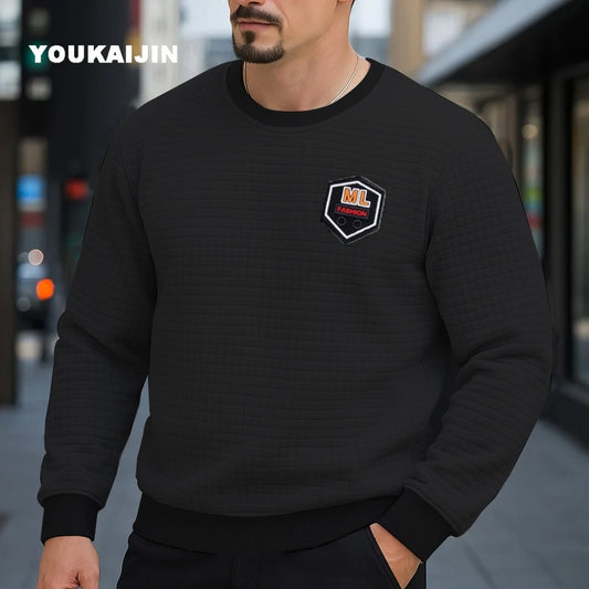 Men's Crew Neck Sweatshirts Solid Color Long Sleeve Large Sweatwear Spring Autumn Outdoor Jogging Tops