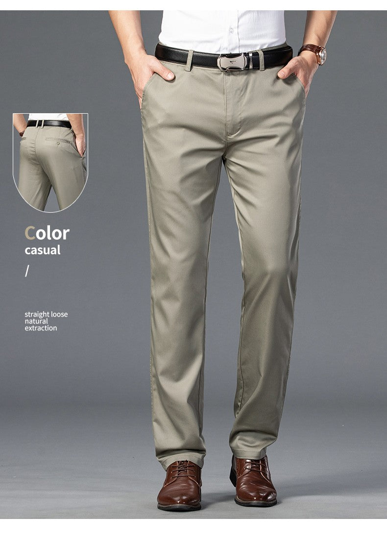 Summer Thin Men's Slim Suit Pants Fashion Business Casual Cotton Green Black Khaki Trousers Male Brand Clothing 30-40