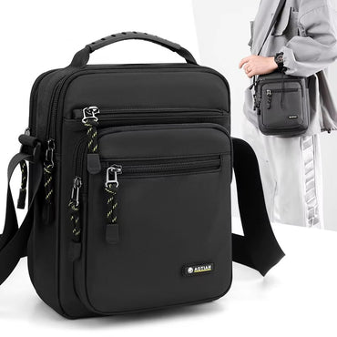 Men Multi-layer Shoulder Bag Fashionable Casual Lightweight Nylon Crossbody Bag for Daily Outing Commuting Small Handbag
