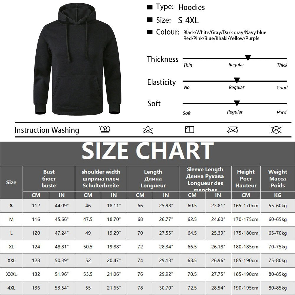 Men's and Women's Warm Sweatshirt Casual Solid Color Streetwear Pullovers Sport Fitness Pocket Hoodies Multi Color