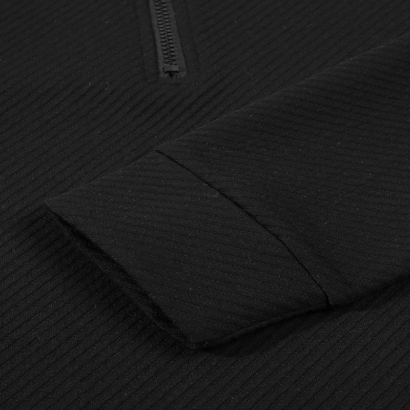 Men's Business Casual Polo Long Sleeve T-shirt spring and autumn Twill jacquard zipper polo shirt Comfortable and Breathable Top