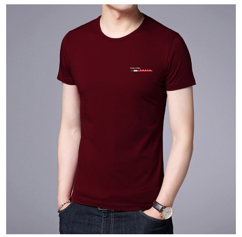 2025 New Summer Brand Tops Round Neck t Shirt For Men 95% Cotton 5% Spandex Plain Bulk Short Sleeve Casual Fashion Mens Clothes