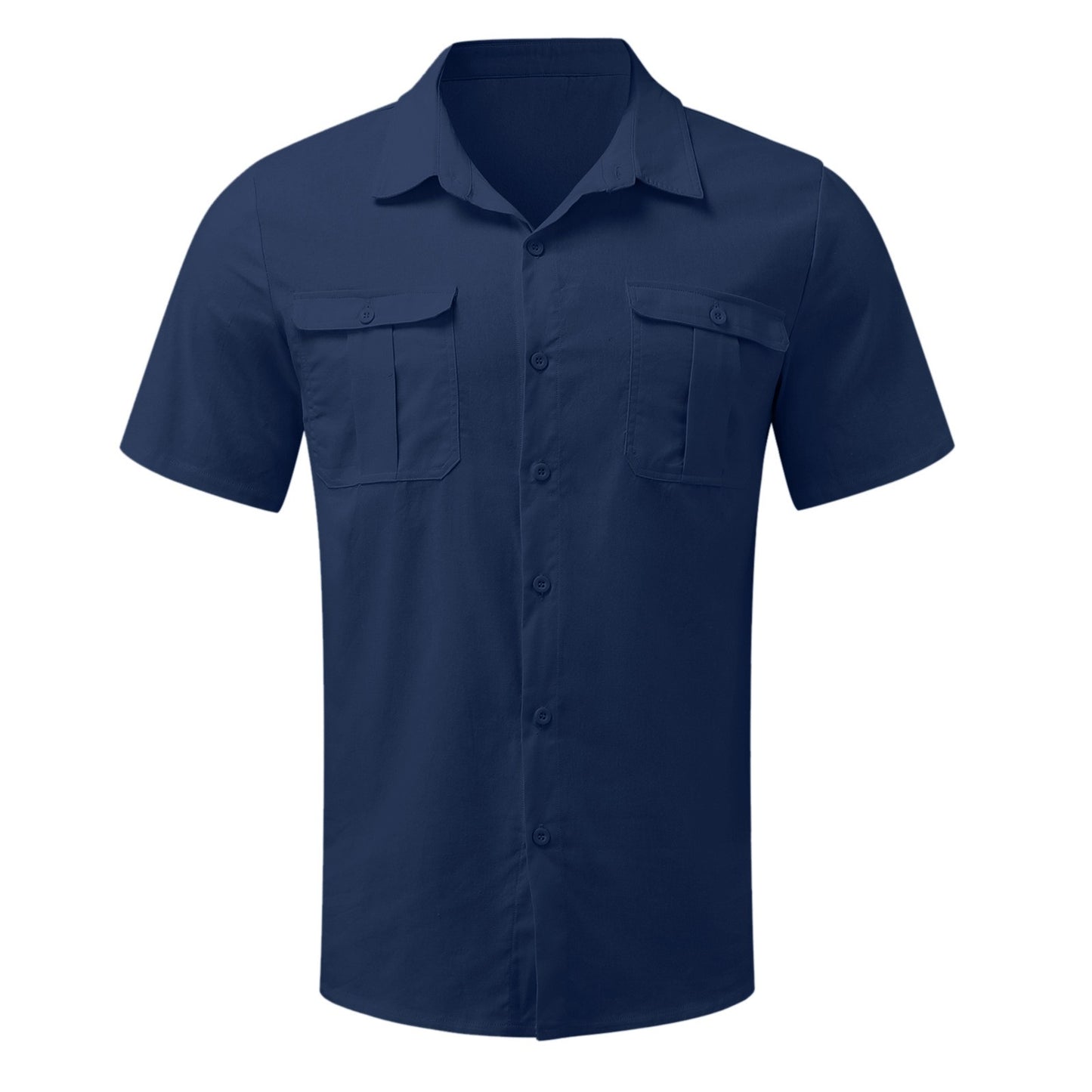 Cotton Linen Hot Sale Men Short-Sleeved Shirts Summer Solid Color Stand-Up Collar Casual Beach Style Plus SizeMale Shirts