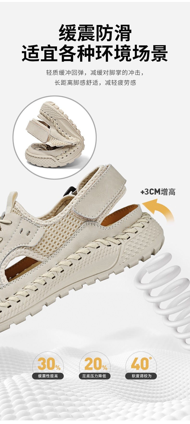Sandals men's tide summer new style leather toe cap outdoor leisure sports hollow sandals beach shoes Handmade mesh men shoes