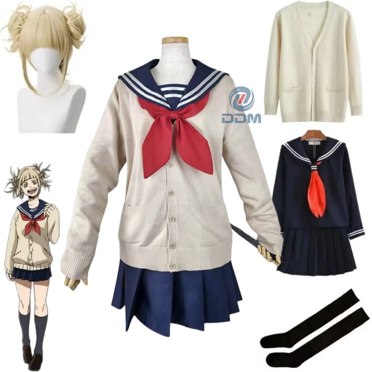My Hero Academia Cosplay Fantasia de Halloween Anime Boku No Hero Academia Himiko Toga Uniforme JK Suéter Casaco Peruca Fantasias