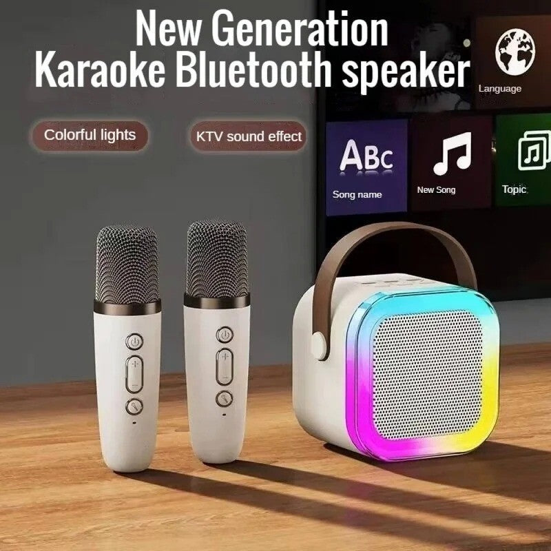 Caixa de Som Portátil Bluetooth Sem Fio Xiaomi K12 com 2 Microfones e Karaokê para Cantar em Família, Presente para Crianças