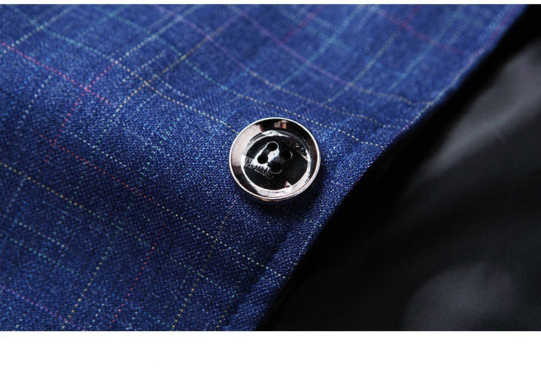 2025 Spring Autumn New Blue Checkered Non-iron Suit Jackets for Men,black Light Business Casual Men Blazer Slim Fit, Asian Size