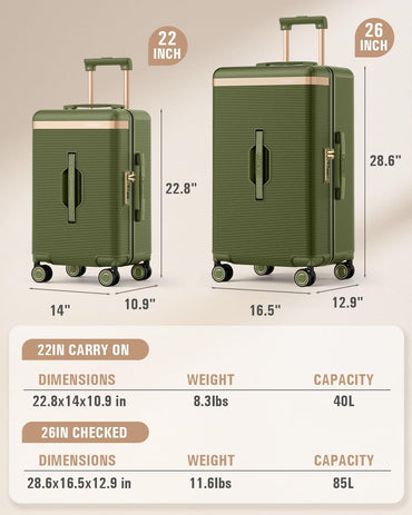Mala de Viagem Curta Joyway 22 polegadas Leve, Fina e Durável com Porta-Copos, Cadeado TSA, Rodas Giratórias
