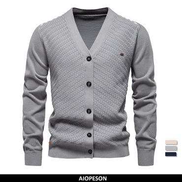 AIOPESON Mens New V Neck Button up Cotton Cardigan Sweaters Casual Social Knit Sweater Cardigans for Men