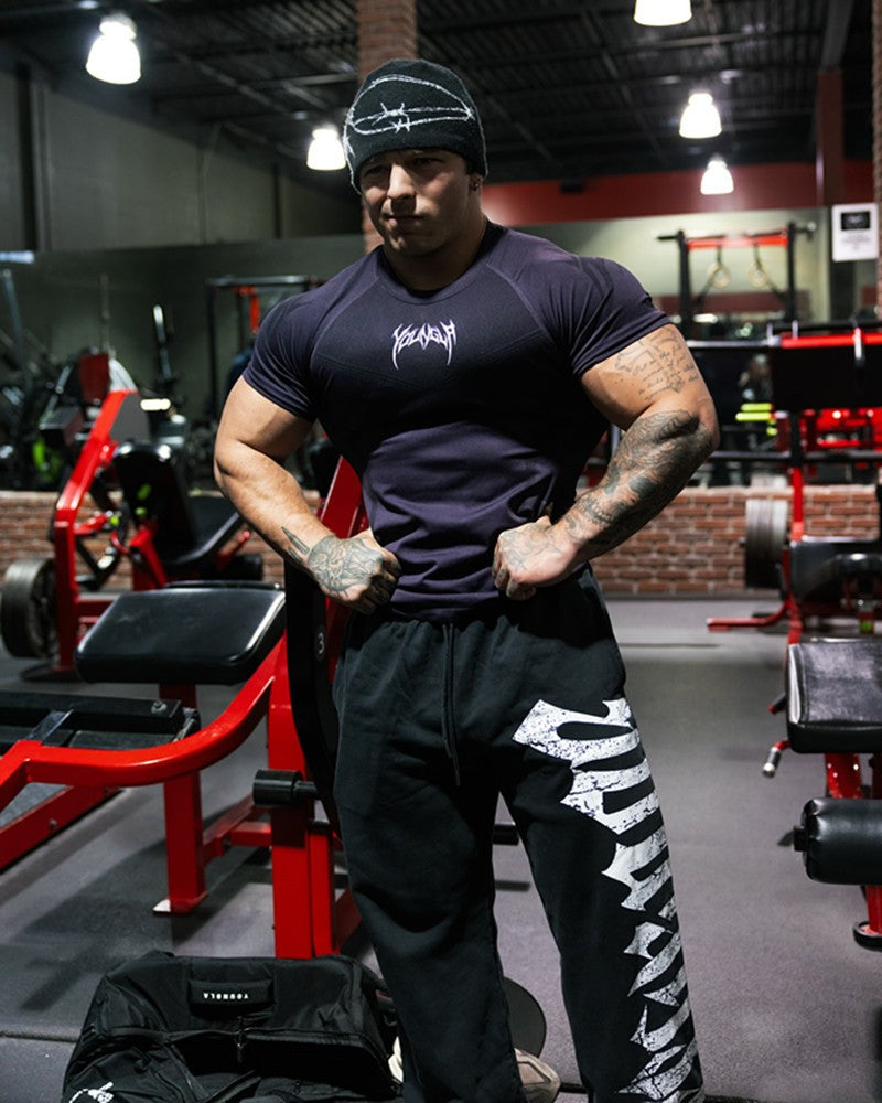 New YOUNG LA Men's Fitness Sports T-shirt Tights Men High Elastic Training Clothing Short Sleeve Tops Fitness Thirts For Men