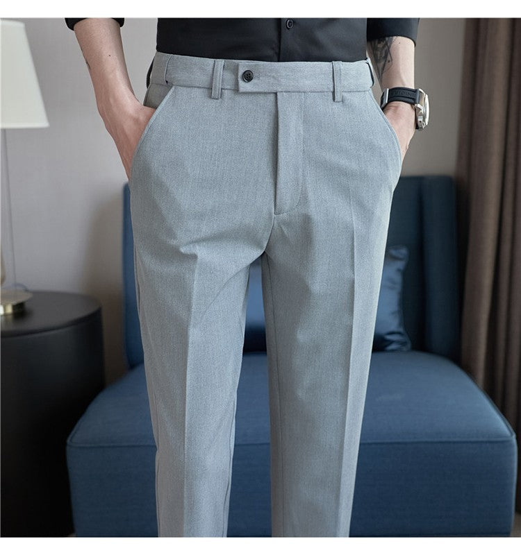 Men Suit Pant Autumn Elastic Waist Solid Slim Fit Dress Pants Business Casual Office Social Trouser Plus Size 40 38 Men Clothing