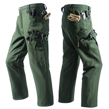 Men Winter Autumn Warm Fleece Pants Waterproof Hiking Camping Climbing Cargo Military Tactical Casual Trousers Softshell Elastic