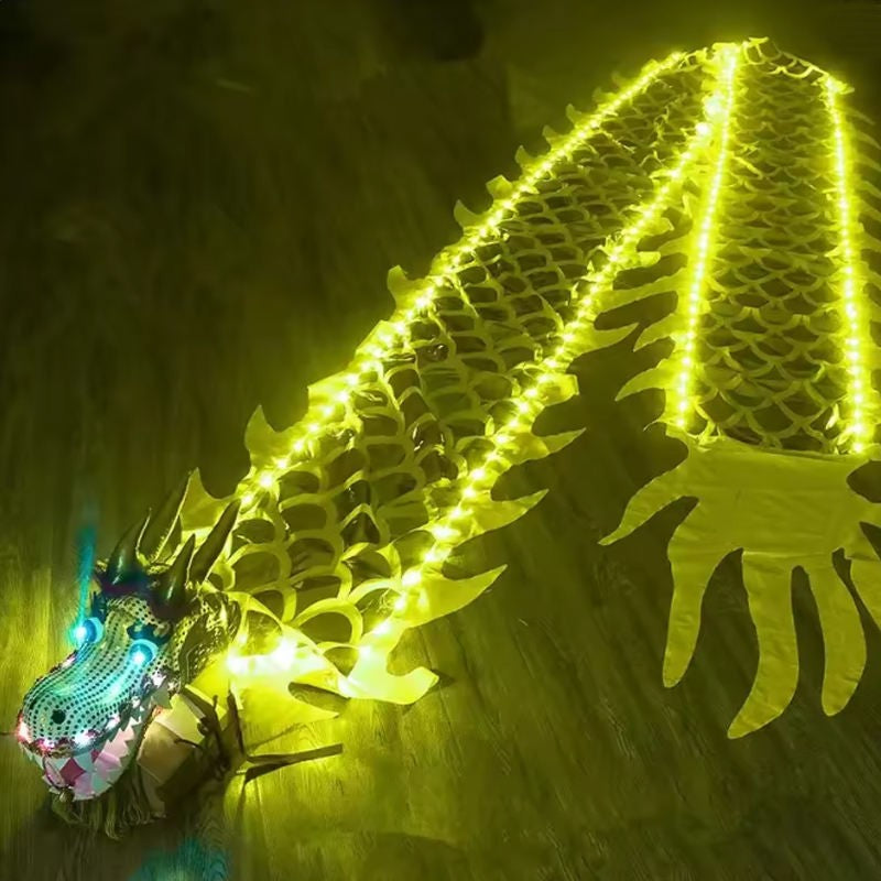 3Meters LED Glowing Dragon Poi With Dragon Head Chinese Dragon Dance Outdoor Fitness Juggling LED Dragon Stream Props