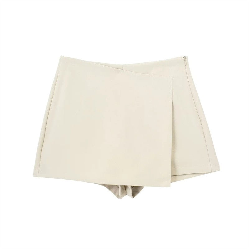 MUJER 2025 Asymmetric Skort For Women Black High Waist Mini Skirt Shorts Women C
