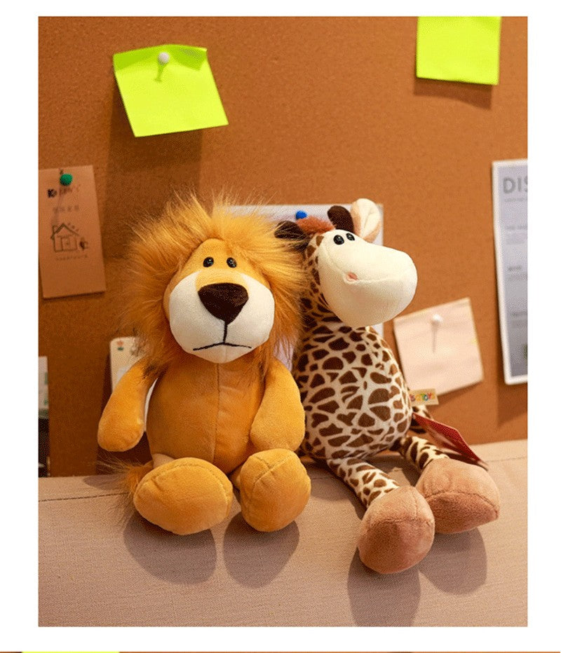Brinquedos de Pelúcia de Animais da Selva Kawaii de 25CM, Cão, Zebra, Elefante, Leão, Raposa, Girafa, Brinquedos Infantis, Boneca, Presente de Aniversário