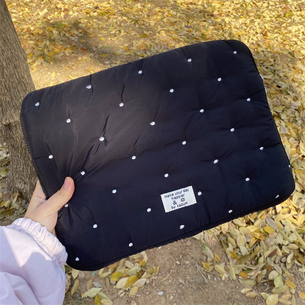 Laptop Sleeve Tablet Case 11 13 15 Inch, Embroidered Dot Pattern Padded Inner Bag for iPad MacBook, Notebook Protective Cover