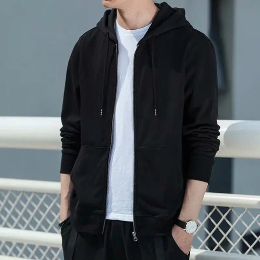 Men's Fleece-Lined Warm Jacket 2024 Autumn Winter New Cardigan Sports Top Casual Hooded Sweatshirt Regular Length China Origin