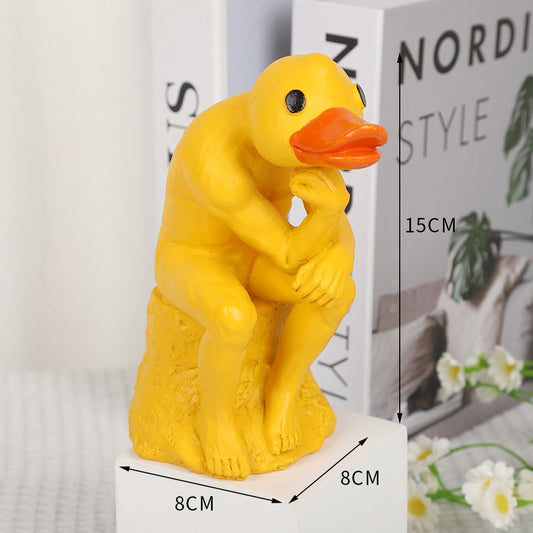 Novel and interesting, thinking about duck Ins animal statues, home decoration resin crafts, garden and courtyard decorations