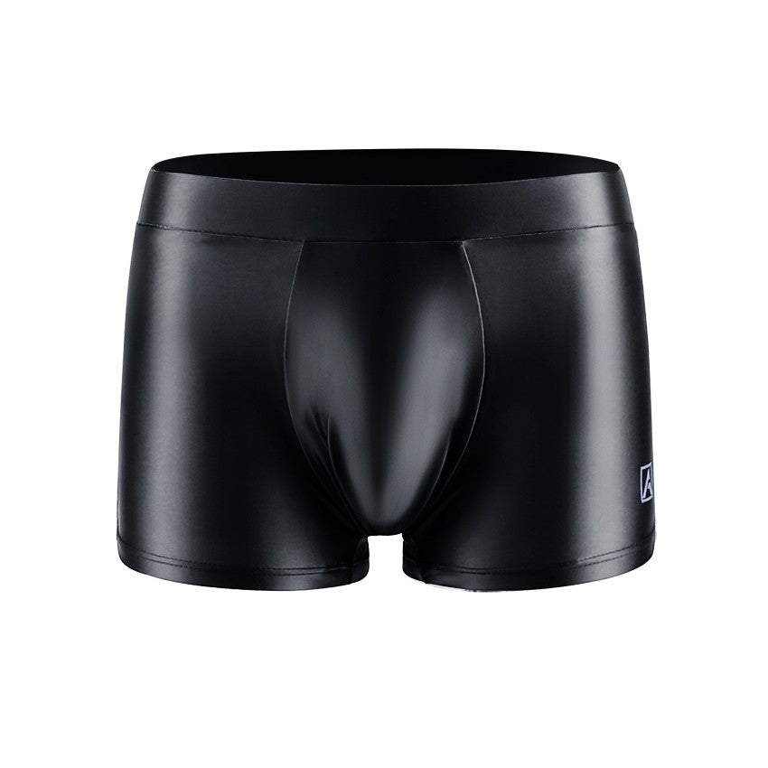 AMORESY Men's Satin Glossy Boxer Shorts Breathable High Elastic Sports Thin Soft Brief Swimming Fitness Solid Leggings Underwear