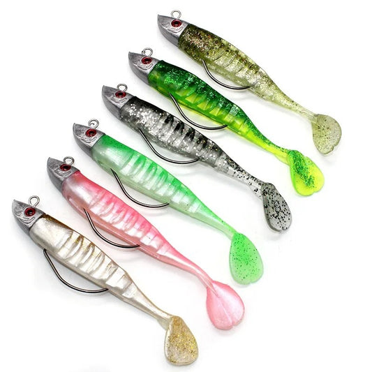 BURLE 10cm 15.5g 13cm 26g Isca Artificial Macia em T com Anzol com Farpa e Cabeça de Jig