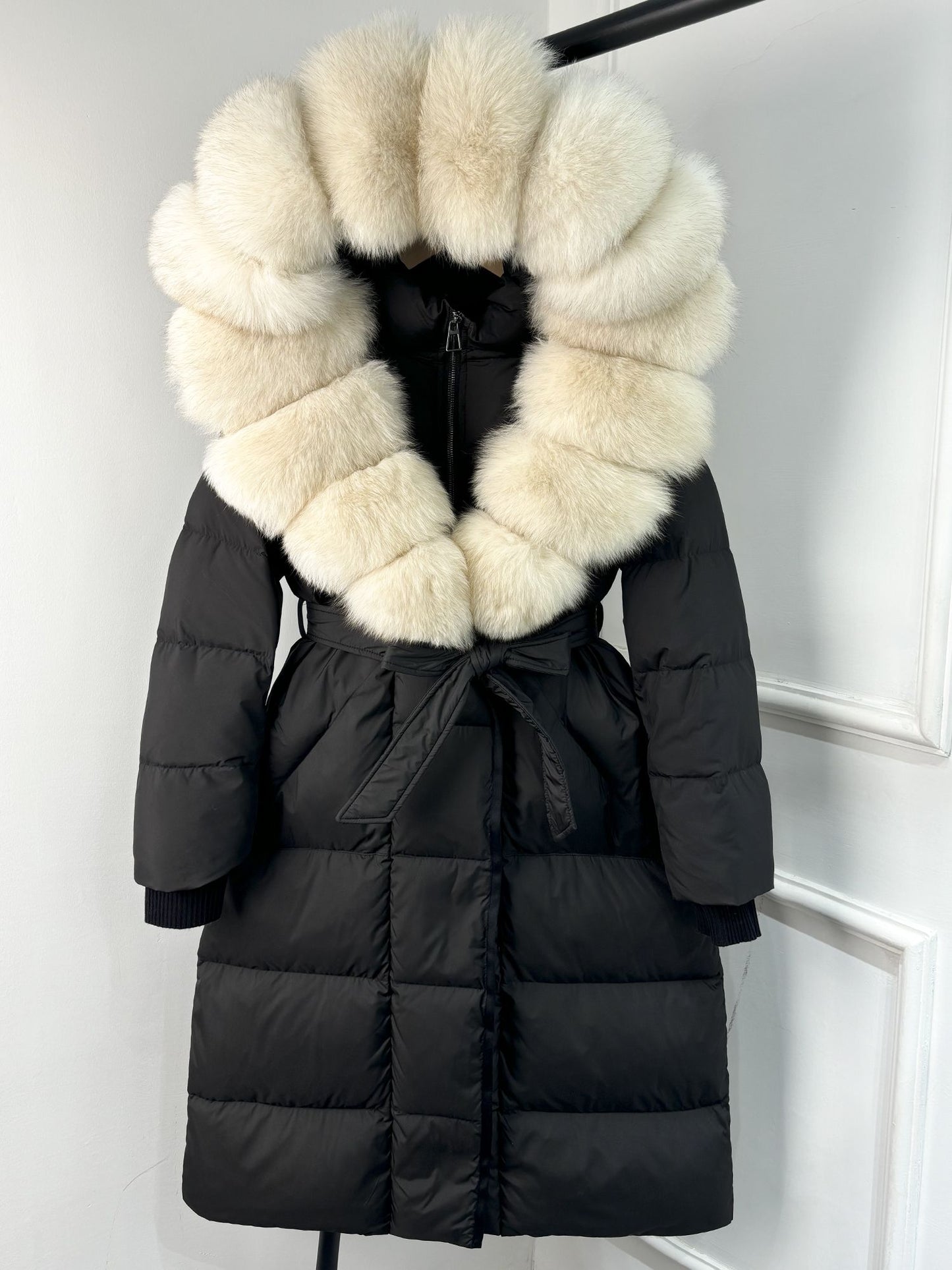 Janveny New Winter Long Hooded Puffer Jacket Women Warm Thickened Real Fox Fur Collar White Goose Down Jacket Waterproof Parkas