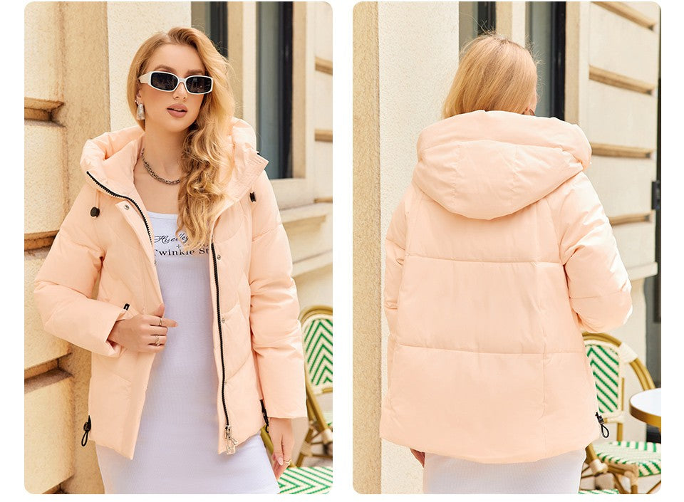 GASMAN 2023 Winter Down Jacket Women Short Classic zipper Design Pocket Stand Collar Hooded Slim Coat Women Parkas  83319