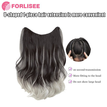 FORLISEE Synthetic Long Curly Hair Gradient Paris Painted Wig Patches With Increased Hair Volume And Fluffy Hair Extensions
