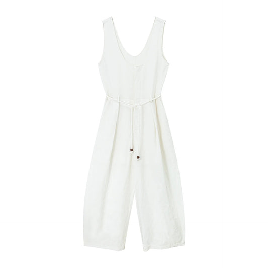 Colne U-Neck Linen Blend Vest And Knife Pleat One-Piece Pants Women's Fashion Design Sensation Tianli Material Long Pants