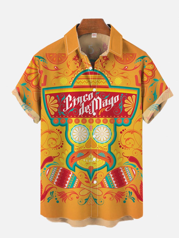 2024 Fashion Men's Hawaiian shirts Mexican Style Colorful Graffiti Art Poster Prints Short Sleeve Shirt Hawaii style clothing