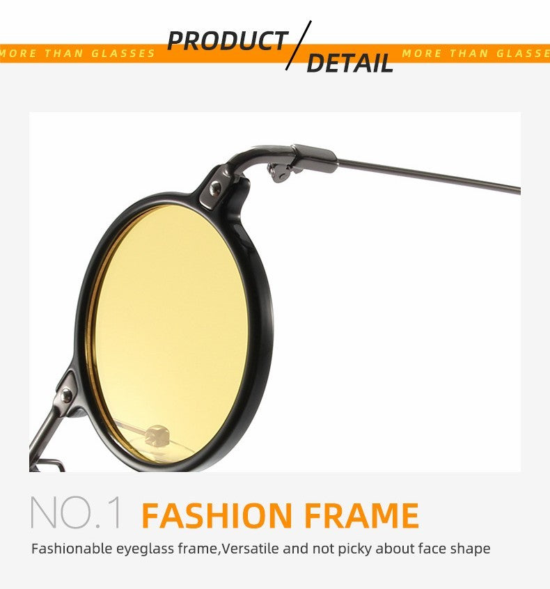 Round Sunglasses For Men Women Retro Steampunk Sun Glasses Male Female Brand Designer Metal Frame Eyewear Shades Oculos De Sol