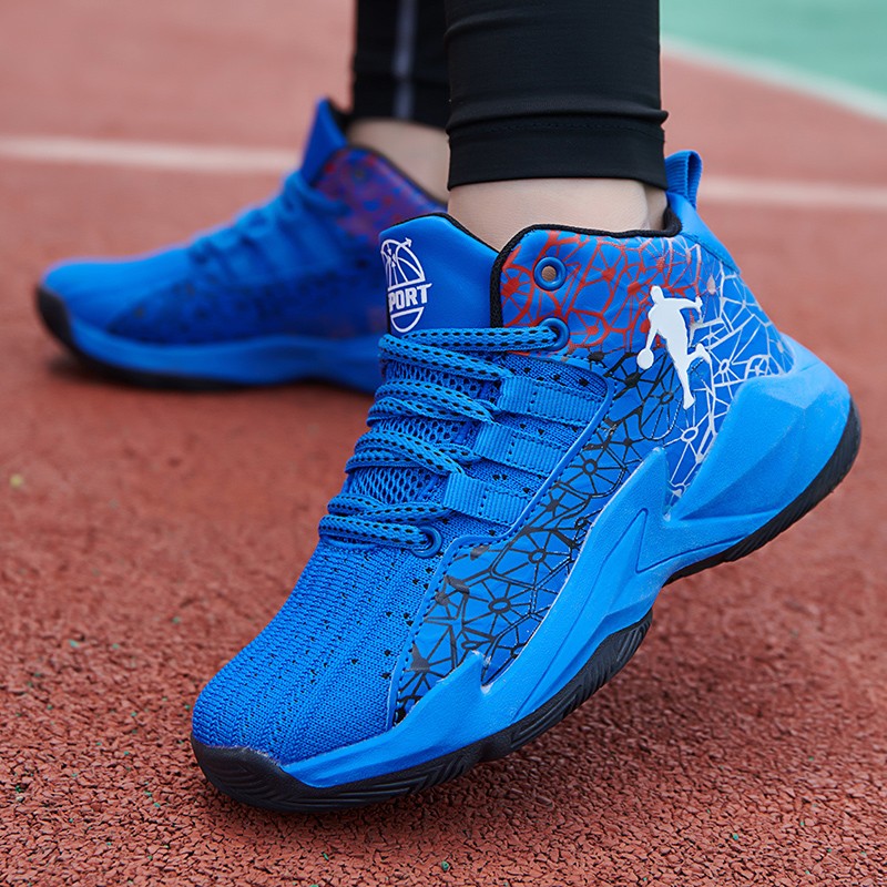 Children‘s Basketball Shoes Non-slip Breathable Basketball Training Sneakers Lace-up Boys Girls Basketball Boots Athletic Shoes