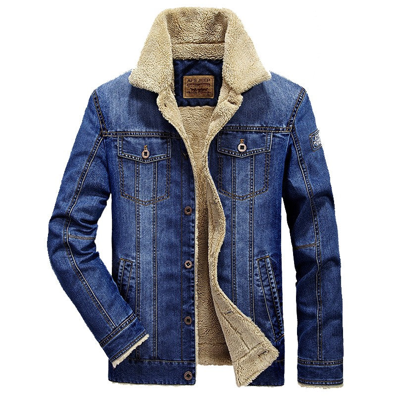 Winter Jackets Men Oversized Fleece Denim Jacket 6XL 7XL Streetwear Thicken Casual Jacket Coat Men's Clothing Outerwear AF66009A