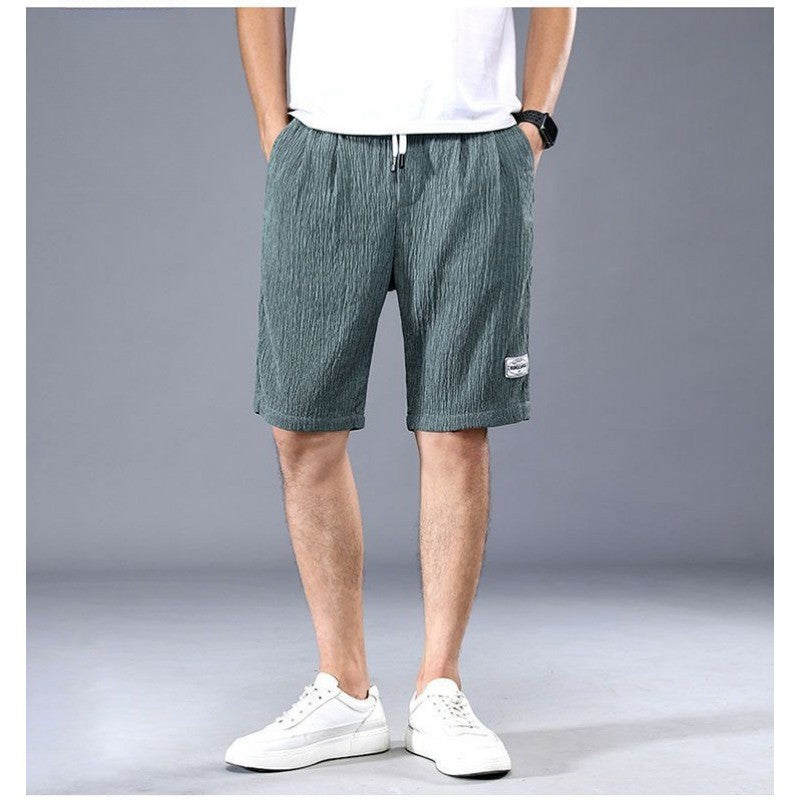 Sleeping Pants Ice Silk Shorts Men Casual Shorts Loose 5-Minute Pants Solid Youth Home Shorts Elastic Waist Large Pajama Pants