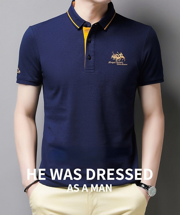 New Summer Embroidered Pure Cotton Men's Luxury Polo Shirt Top Casual Short Sleeved Fashionable Wrinkle Resistant Men's T-shirt