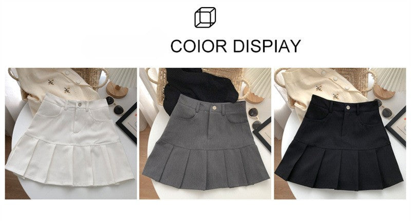 Y2K Vintage High Waist Pleated Skirt Women College Style Uniforms Safety Pants M