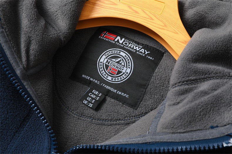 Winter Wool Jacket Men's High-end Embroidered Thickened Fleece Windproof Jacket Outdoor Snow Cold-proof Men's Warm Hooded Coat