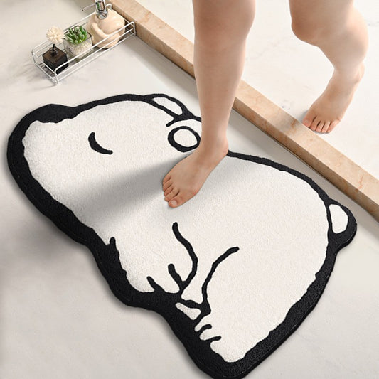 Cartoon Shaped Bathroom Absorbent Foot Mat Shower Room Anti-slip Floor Mat Flannel Printed Dirty Resistant Entrance Mat